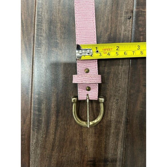 Pink Textured Leather Belt Sz 18 Adjustable Fit Single Prong Brass Buckle - Picture 6 of 8